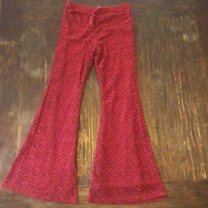 Girls burgundy lace pants